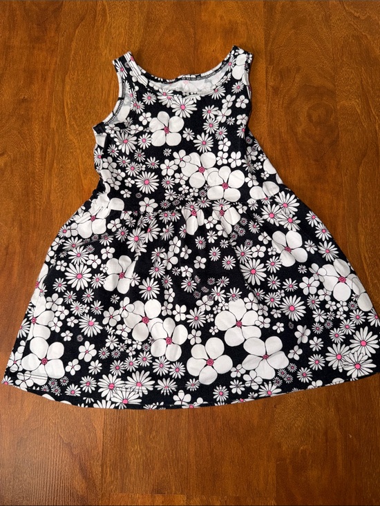 Carter's Other - Carter's Black Floral Tank Dress with Pink Accents